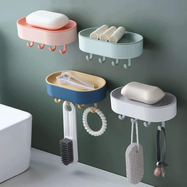 Wall Mounted Soap Holder with Hooks